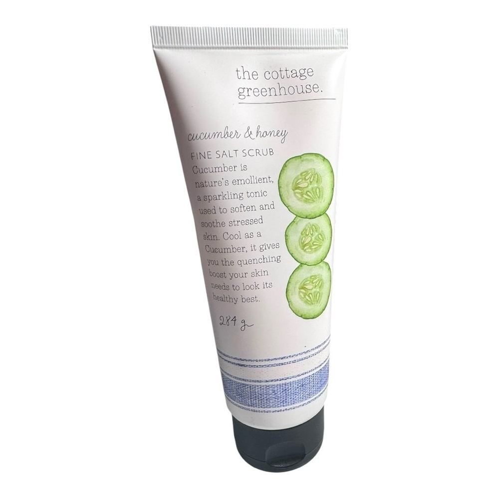 NEW Fine Salt Scrub Cucumber & Honey 10 oz The Cottage Green House Margot Elena - Picture 2 of 6
